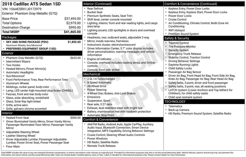 2018 Cadillac ATS 2.0L Turbo