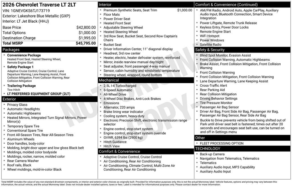 2026 Chevrolet Traverse LT 2LT
