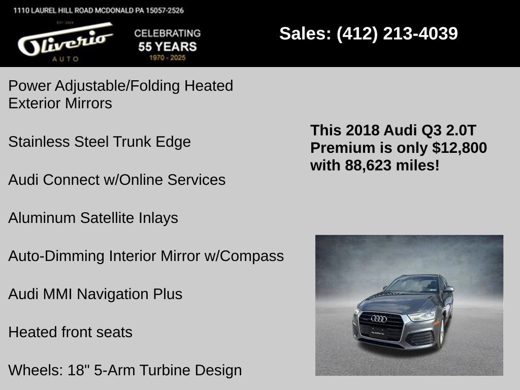 2018 Audi Q3 2.0T Premium quattro