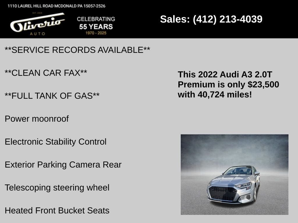 2022 Audi A3 40 Premium quattro
